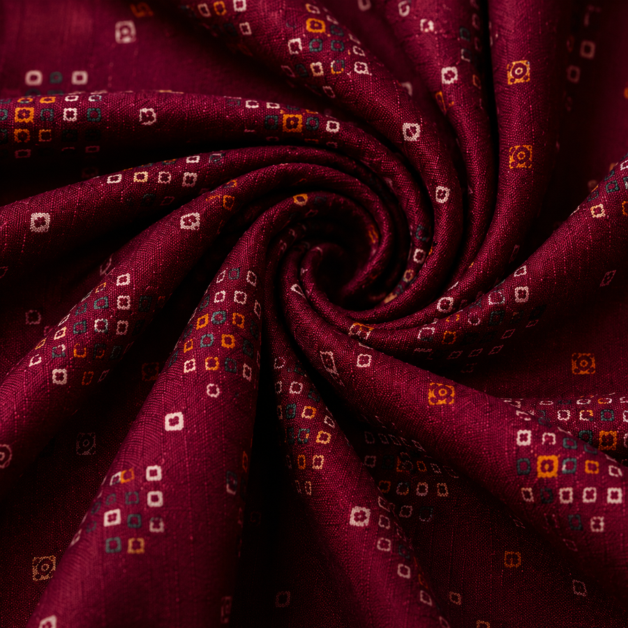 Maroon Printed Cotton Straight Kurta for Men