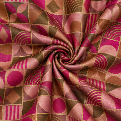JqKt-168 - Sv1. Pink Bronze Geometric Kurta Fabric