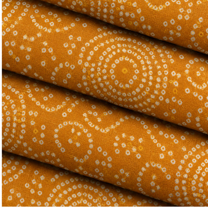 Dg-1415 - S Mustard Circular Bandhani Print Kurta Fabric