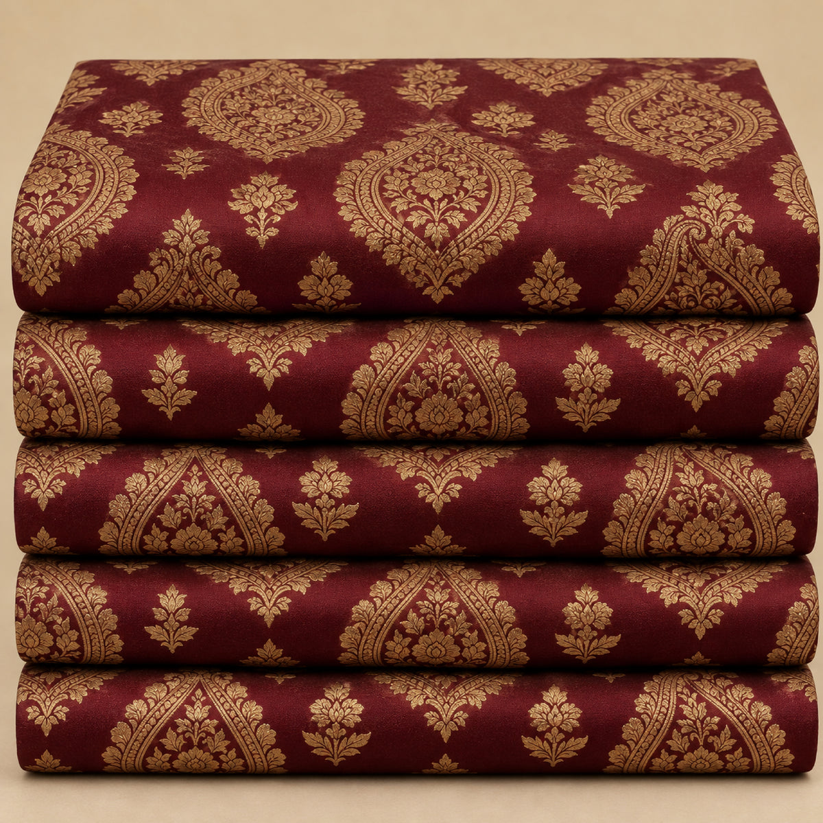 Dg-984 - S Maroon Gold Ornamental Kurta Fabric
