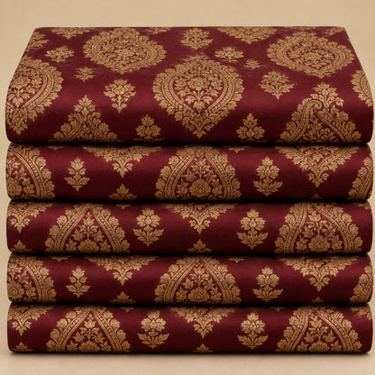 Dg-984 - S Maroon Gold Ornamental Kurta Fabric