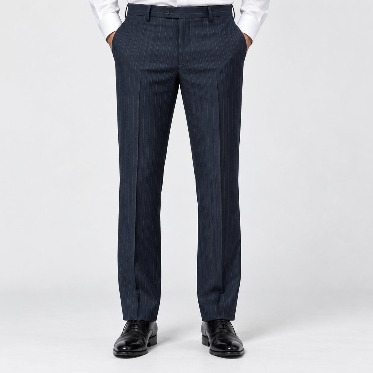 Spdfs-224  - 1-Navy Blue Pinstripe Trouser Fabric