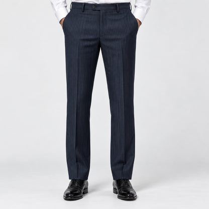 Spdfs-224  - 1-Navy Blue Pinstripe Trouser Fabric