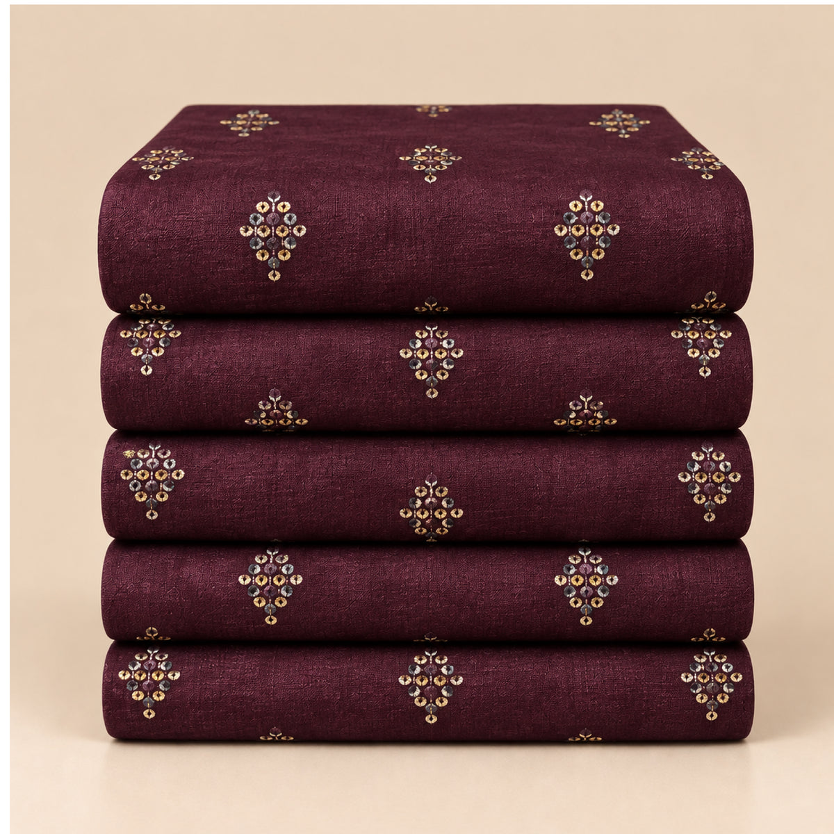 JqE.nb-1167 001 Wine Gold Buti Kurta Fabric