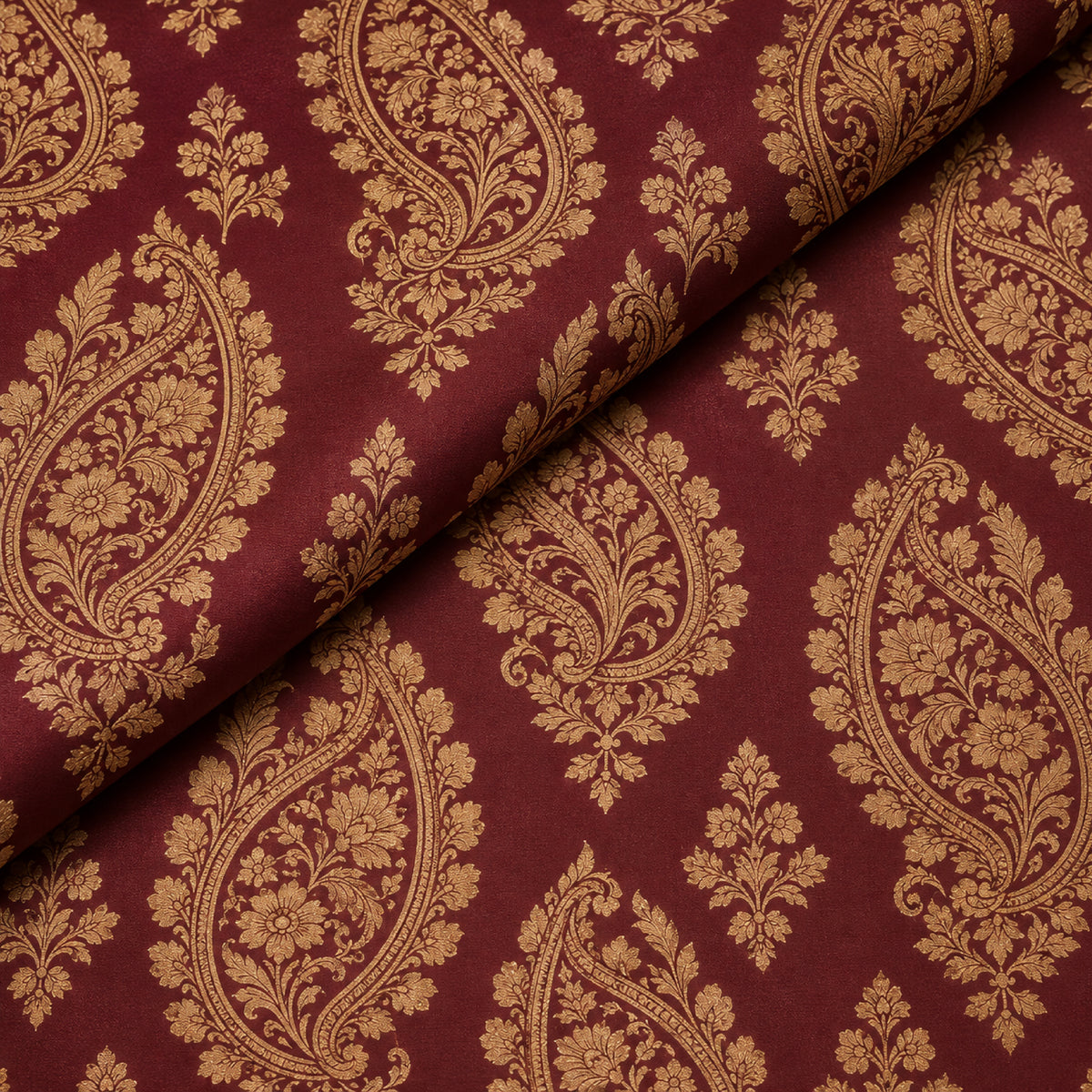 Dg-984 - S Maroon Gold Ornamental Kurta Fabric