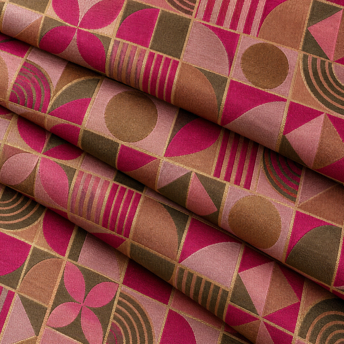 JqKt-168 - Sv1. Pink Bronze Geometric Kurta Fabric