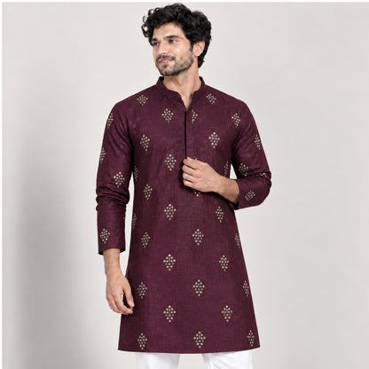 JqE.nb-1167 001 Wine Gold Buti Kurta Fabric