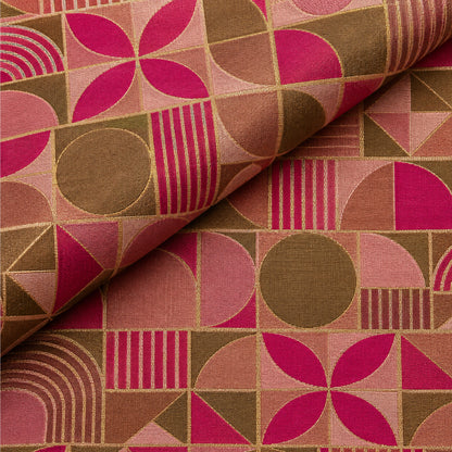 JqKt-168 - Sv1. Pink Bronze Geometric Kurta Fabric