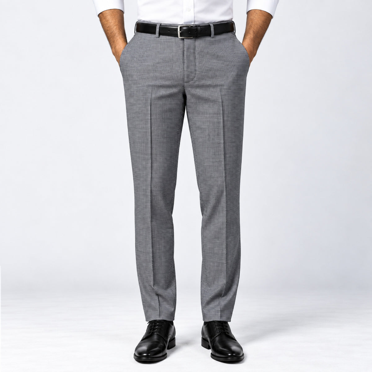 2461 - 3-Charcoal Grey Microcheck Trouser