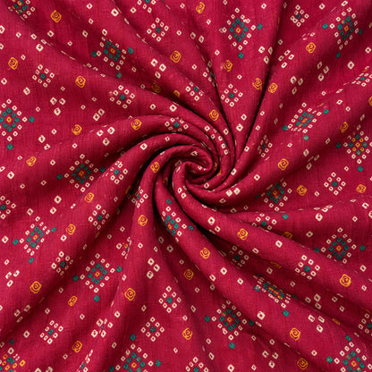 Dg-1413 - S Redish Bandhani Print Kurta Fabric