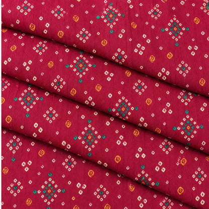 Dg-1413 - S Redish Bandhani Print Kurta Fabric