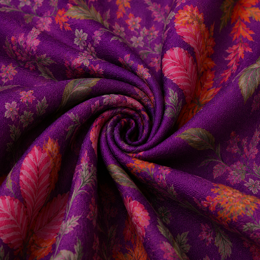 Purple Floral &amp; Botanical Printed Kurta Fabric