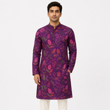 Purple Floral &amp; Botanical Printed Kurta Fabric