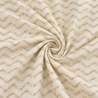 Ivory Gold Printed Cotton Blend Fabric