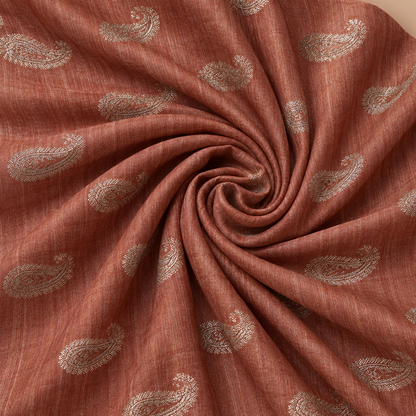 Rust Orange Paisley Printed Cotton Blend Fabric