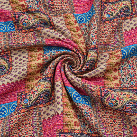 Royal Heritage Multicolor Paisley Printed Cotton Kurta Fabric