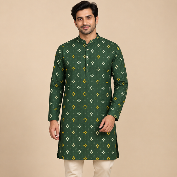 Green Bandhani Kurta
