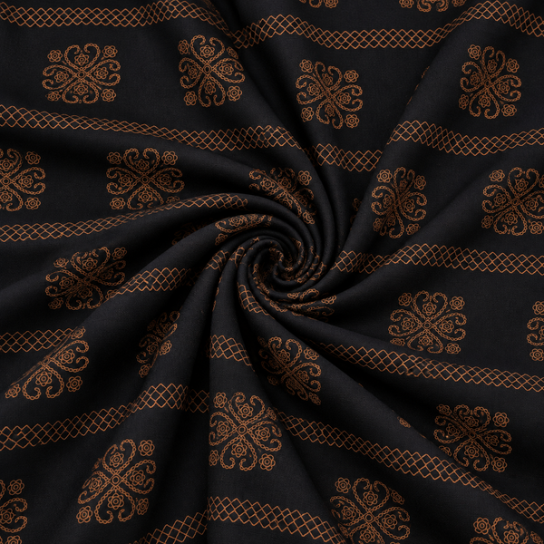 Black Paisley Kurta Fabric
