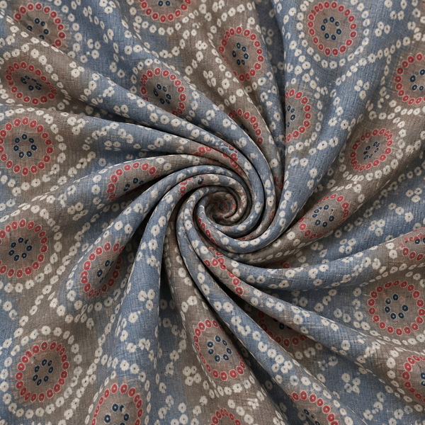 Blue Taupe Bandhani Kurta Fabric