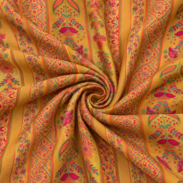 Mustard Floral Kurta Fabric