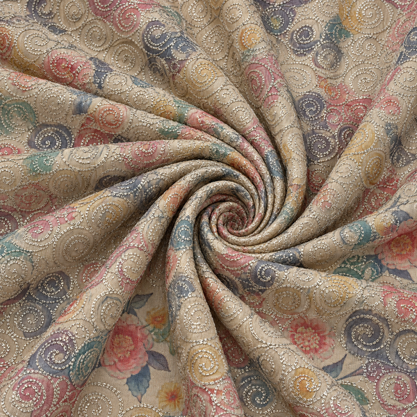 Cream Textured Kurta Fabric -