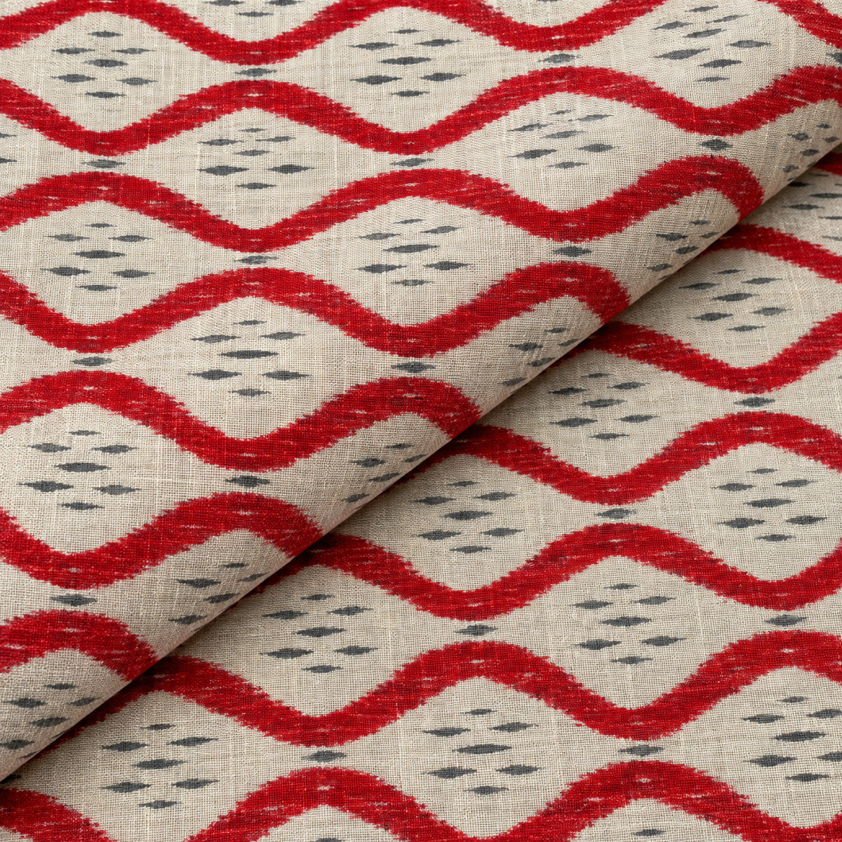 Ivory Red Wave Kurta Fabric - view 2