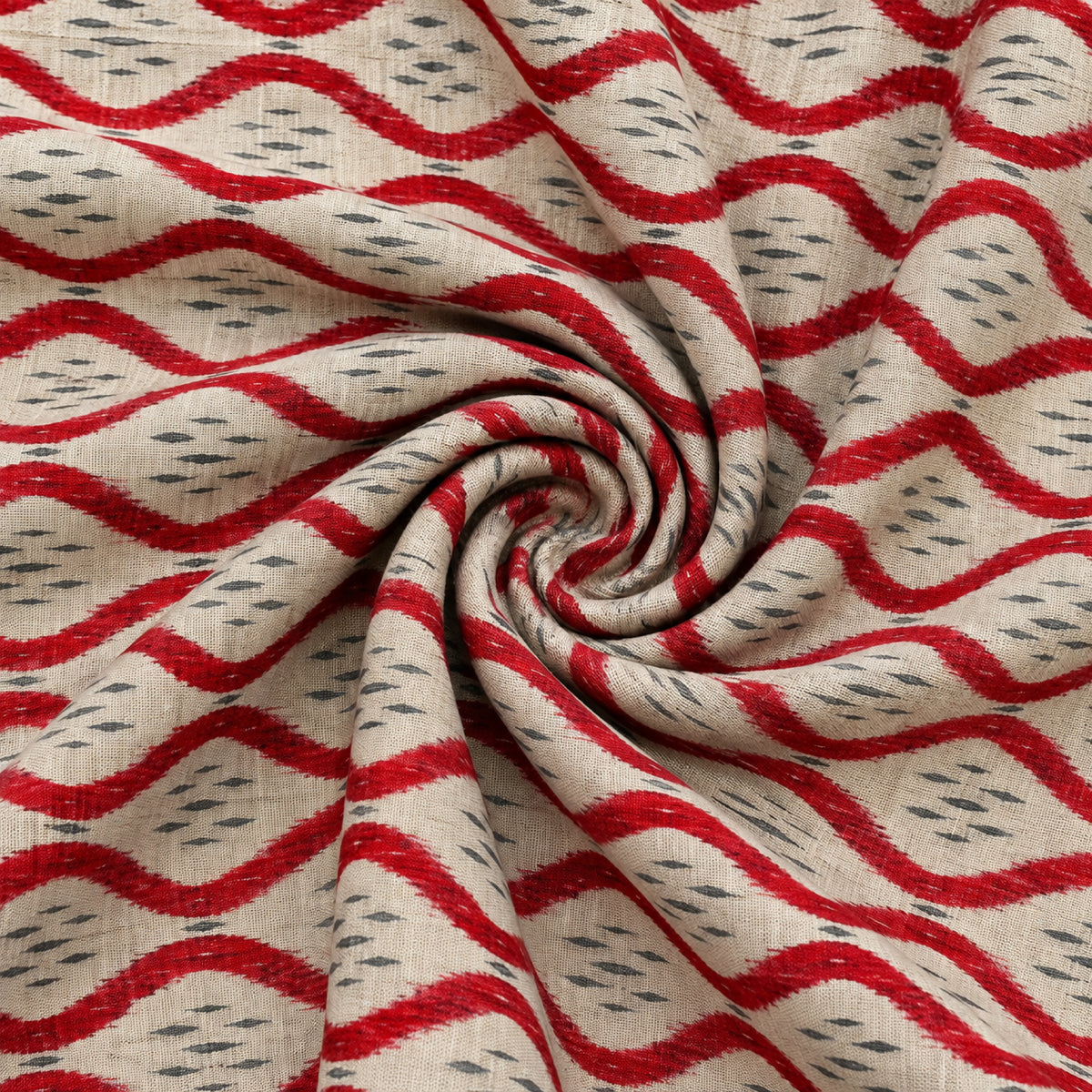 Ivory Red Wave Kurta Fabric - view 3