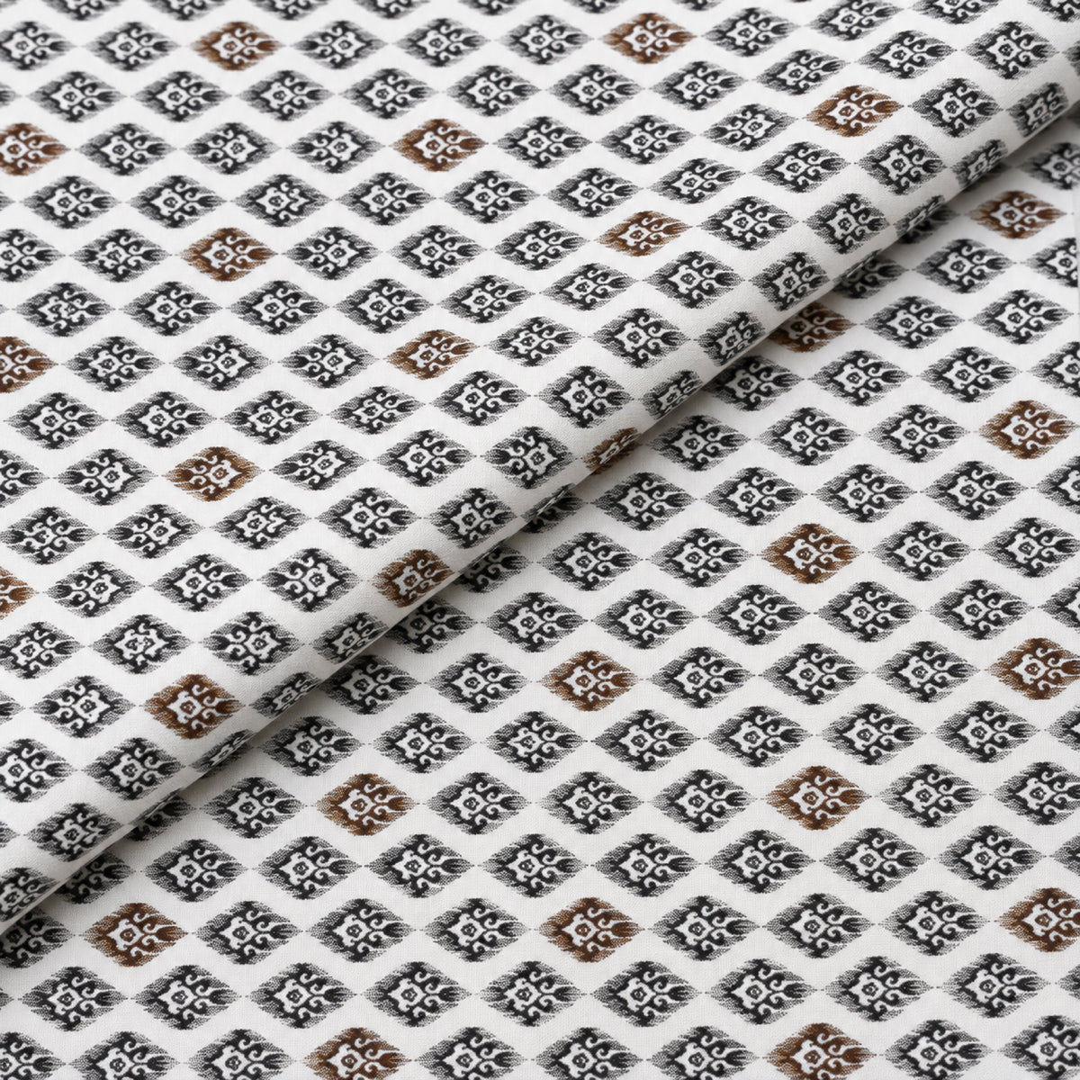 Ivory Charcoal Diamond Kurta Fabric - view 2