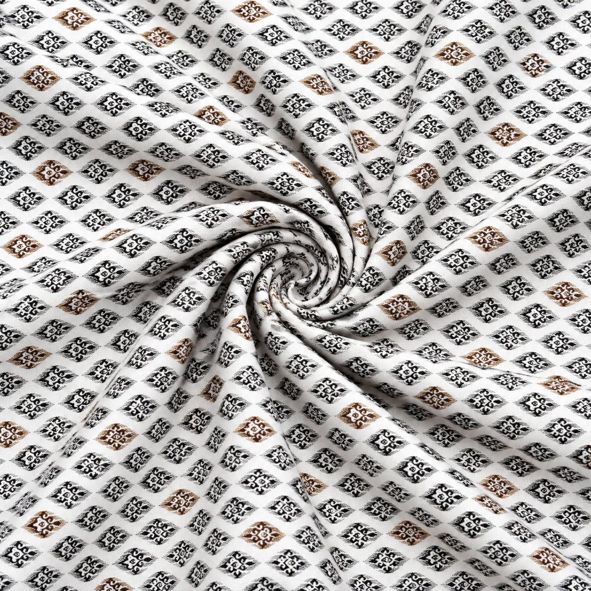 Ivory Charcoal Diamond Kurta Fabric - view 3