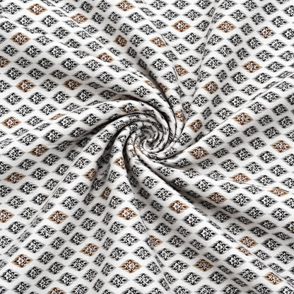 Ivory Charcoal Diamond Kurta Fabric - view 3