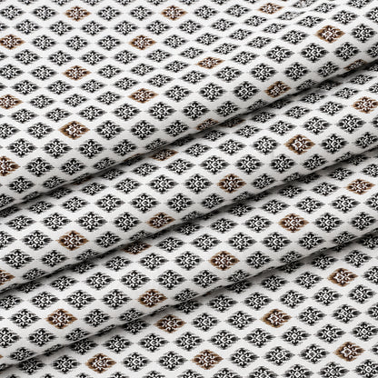Ivory Charcoal Diamond Kurta Fabric - view 5