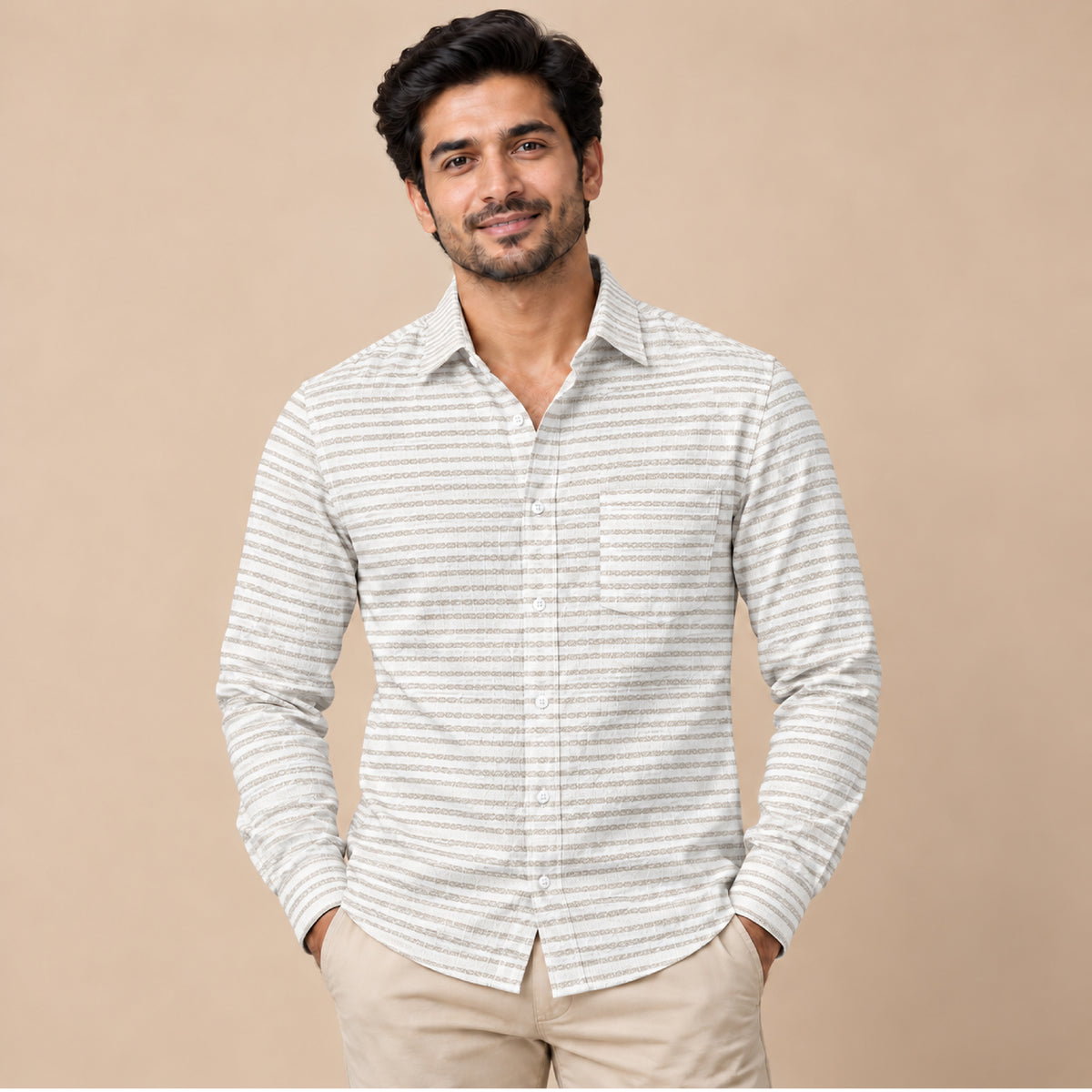  CF352/33 - 2-Ivory Beige Stripe Shirt view 1