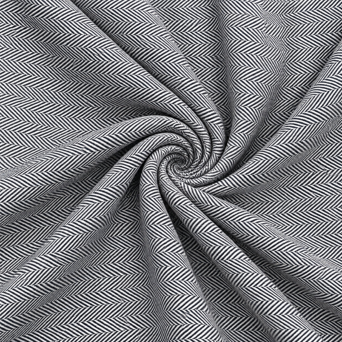 SPD/SH-657-Black & White Herringbone Shirt Fabric view 2
