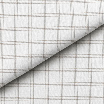 SPD/SH-704 - 1 -White & Beige Check Shirt Fabric view 4
