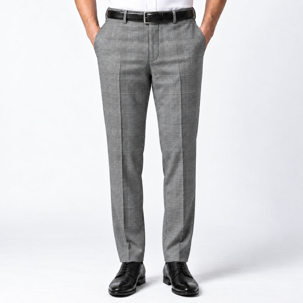 JCL-120 - 4-Pearl Grey Glen Check Trouser Fabric view 1