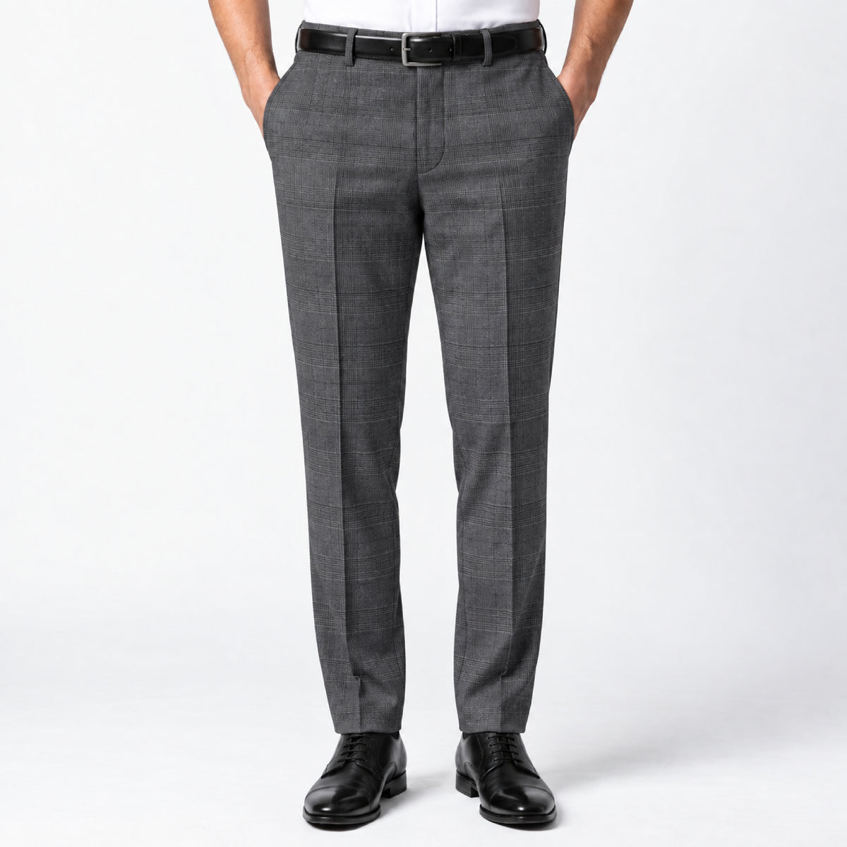 JCL-090  - 6-Charcoal Grey Glen Check Trouser Fabric view 1
