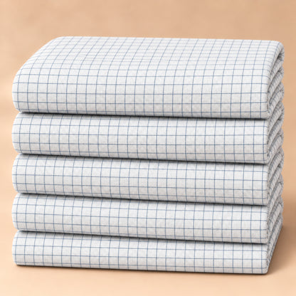 SPD/SH-697 - 2-White & Blue Fine Check Shirt Fabric view 5