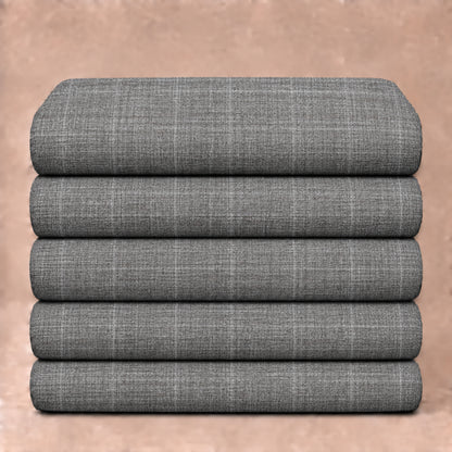 JCL-291 - 1 -Ash Grey Textured Check Trouser Fabric view 5