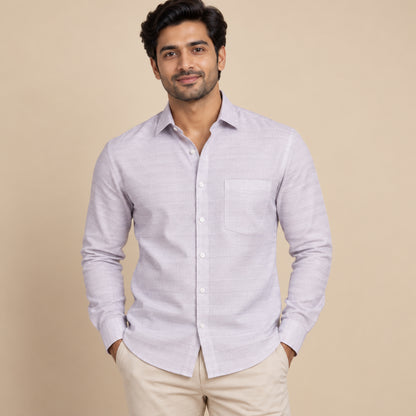 SPD/SH-658 - 8-White Herringbone Texture Shirt view 1