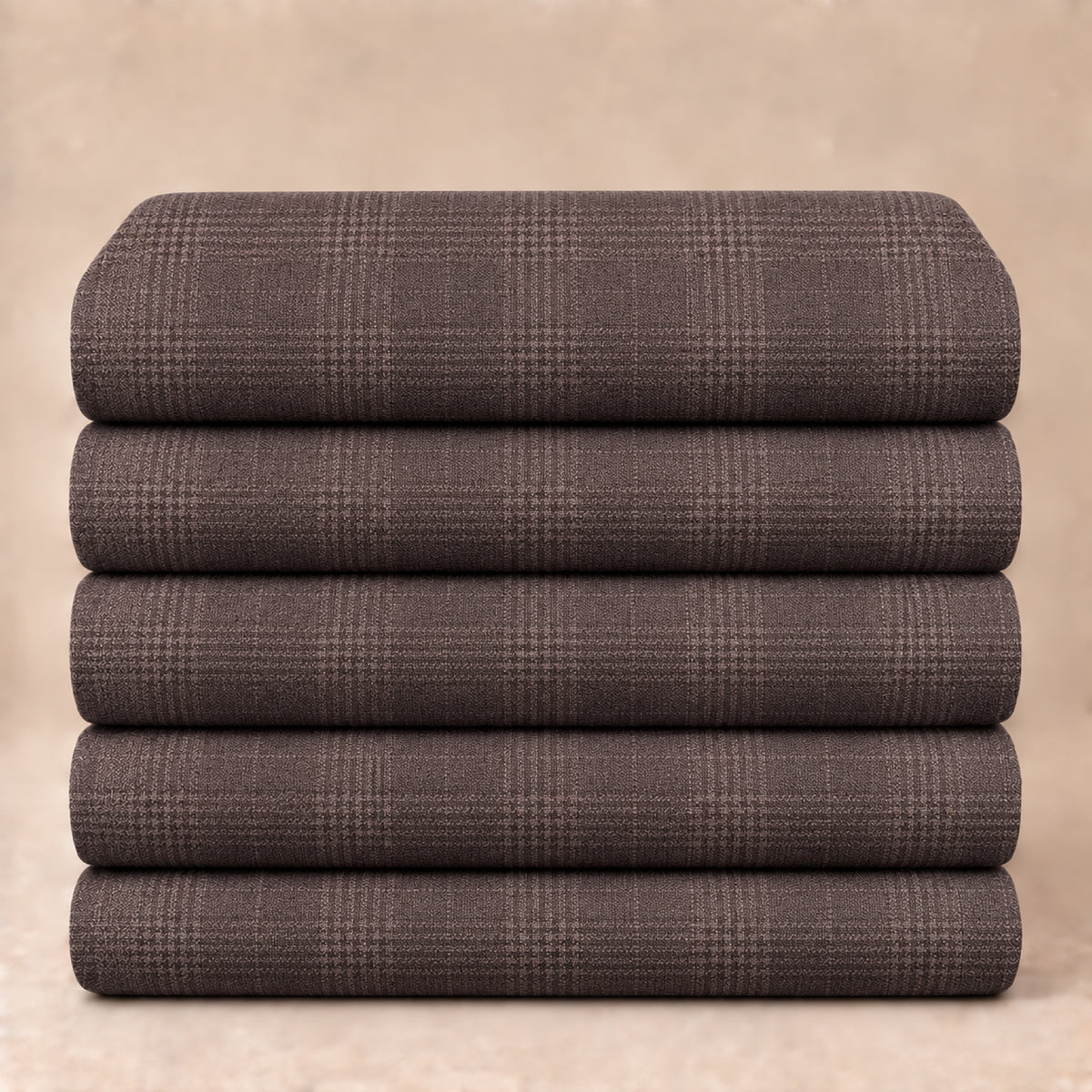 JCL-296 - 3-Cocoa Brown Subtle Check Trouser Fabric view 5