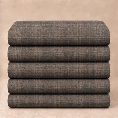02473 - 2-Mocha Brown Subtle Check Trouser Fabric view 5