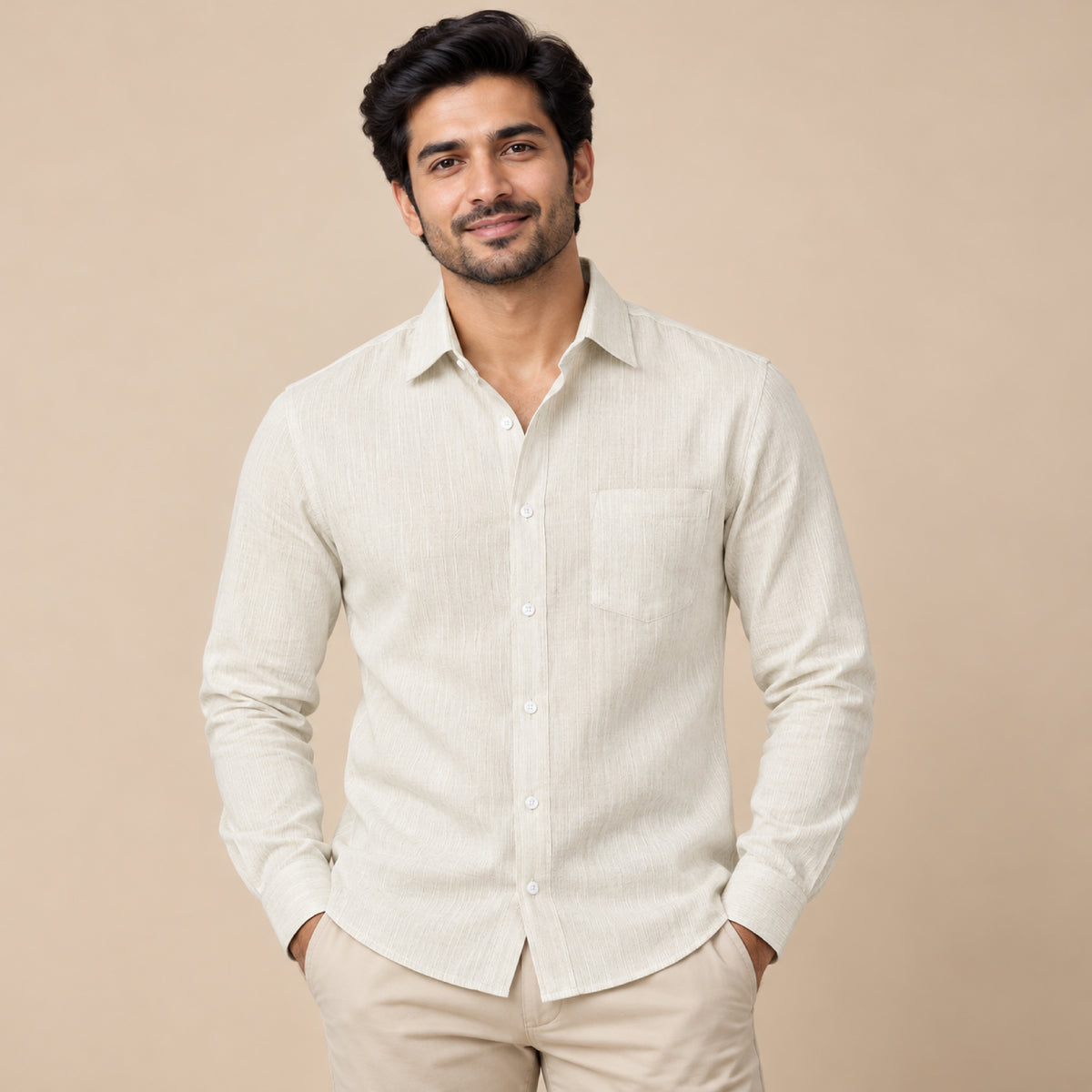  CF349/78 - 5-Ivory Textured Shirt Fabric view 1
