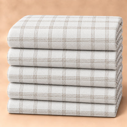 SPD/SH-704 - 1 -White & Beige Check Shirt Fabric view 5