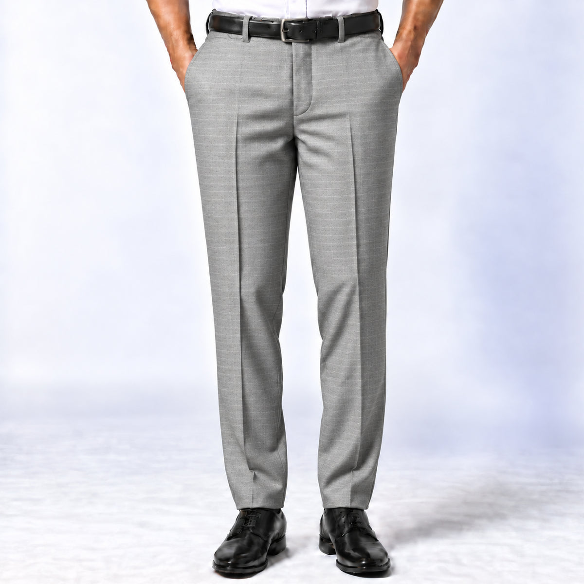 02533 - 1 -Light Grey Textured Stripe Trouser Fabric view 1