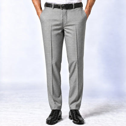 02533 - 1 -Light Grey Textured Stripe Trouser Fabric view 1