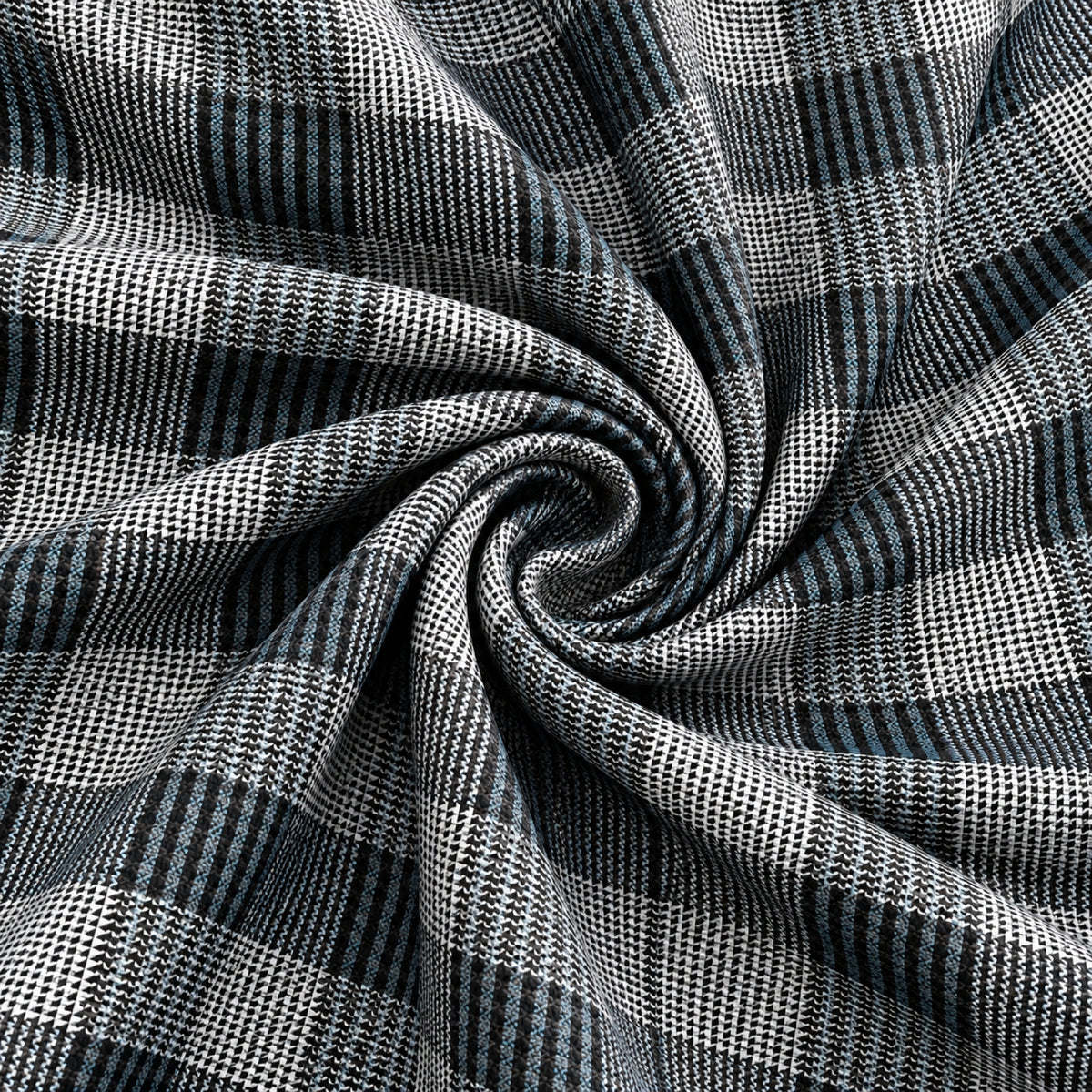 SPD/SH-733 - 1-Black, White & Blue Check Shirt Fabric view 2