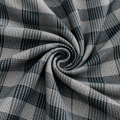SPD/SH-733 - 1-Black, White & Blue Check Shirt Fabric view 2