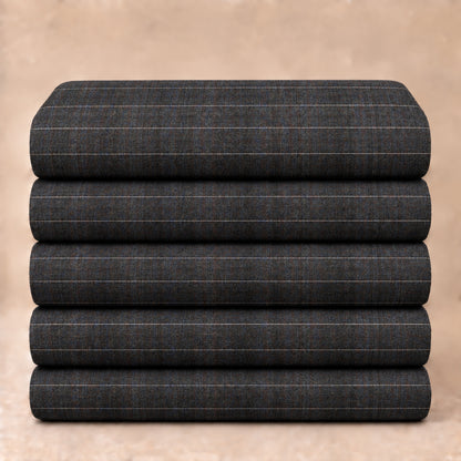 02505 - 2-Charcoal Brown Pinstripe Trouser Fabric view 5