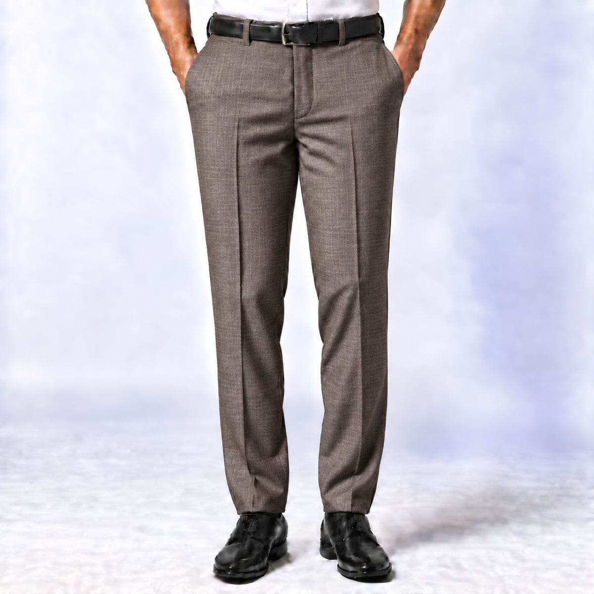 SPD-972 - s-**Taupe Brown Textured Trouser** view 1