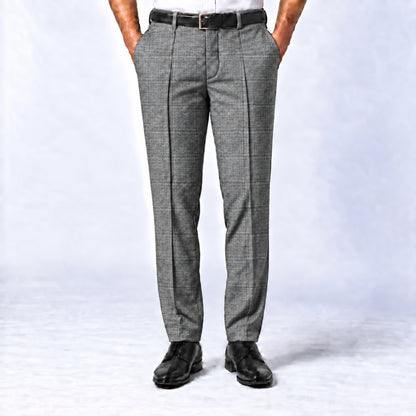 JCL-291 - 1 -Ash Grey Textured Check Trouser Fabric view 1